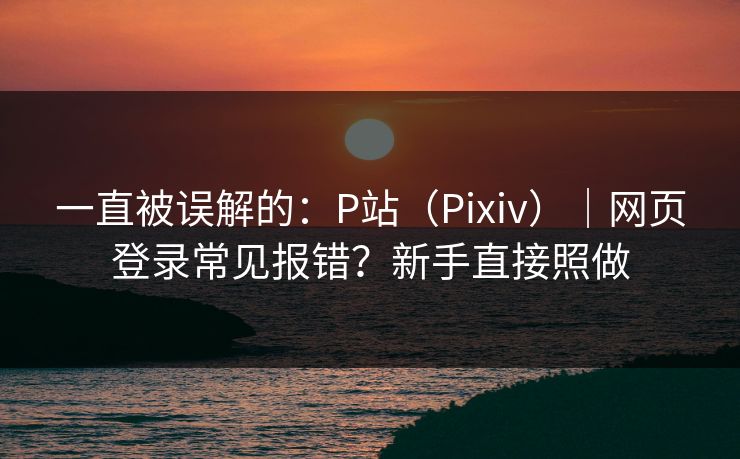 一直被误解的：P站（Pixiv）｜网页登录常见报错？新手直接照做