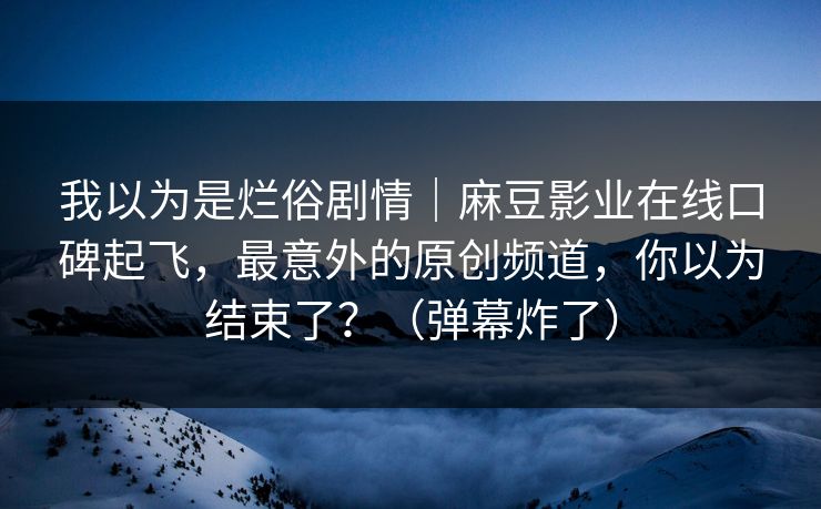 我以为是烂俗剧情｜麻豆影业在线口碑起飞，最意外的原创频道，你以为结束了？（弹幕炸了）
