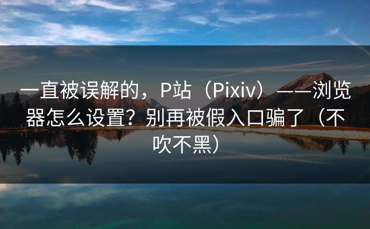 一直被误解的，P站（Pixiv）——浏览器怎么设置？别再被假入口骗了（不吹不黑）