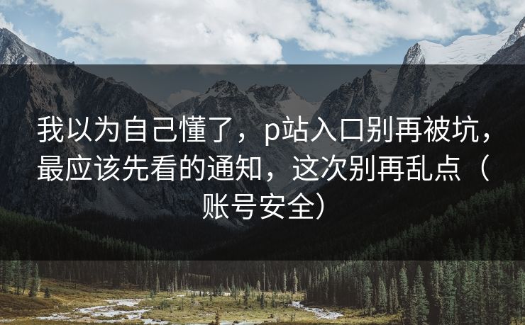 我以为自己懂了，p站入口别再被坑，最应该先看的通知，这次别再乱点（账号安全）