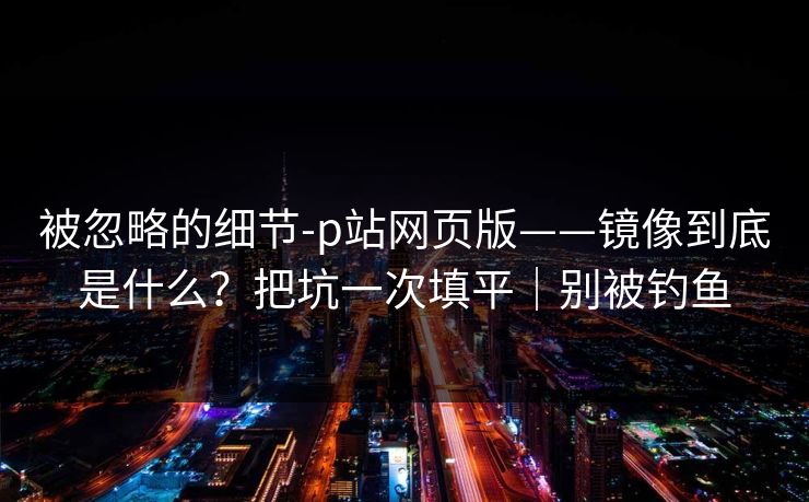被忽略的细节-p站网页版——镜像到底是什么？把坑一次填平｜别被钓鱼