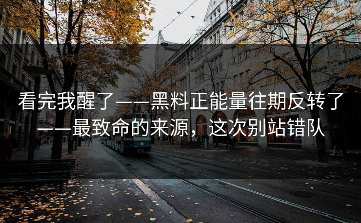 看完我醒了——黑料正能量往期反转了——最致命的来源，这次别站错队