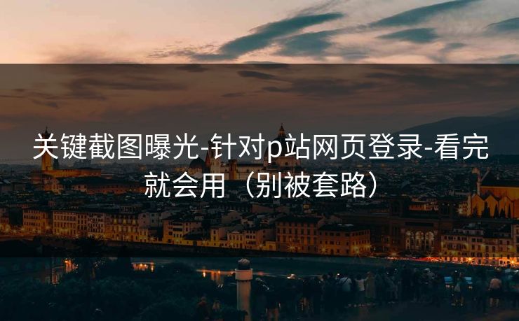 关键截图曝光-针对p站网页登录-看完就会用（别被套路）