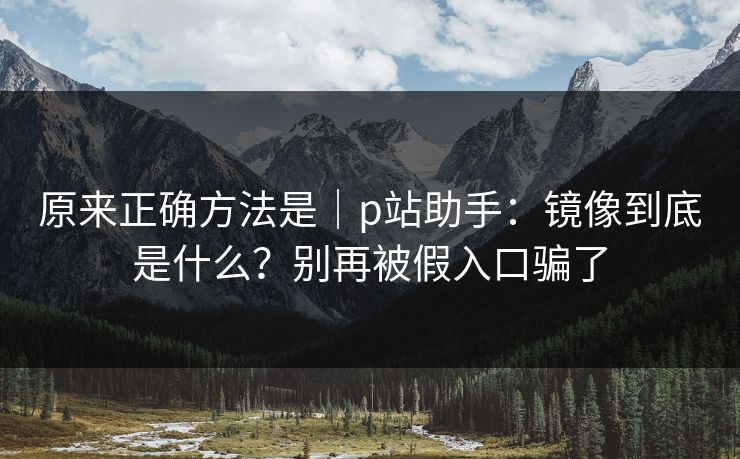 原来正确方法是｜p站助手：镜像到底是什么？别再被假入口骗了