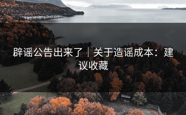 辟谣公告出来了｜关于造谣成本：建议收藏