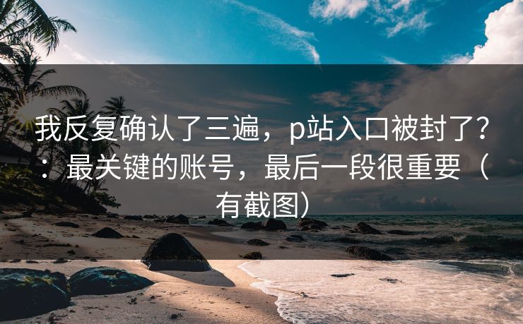 我反复确认了三遍，p站入口被封了？：最关键的账号，最后一段很重要（有截图）