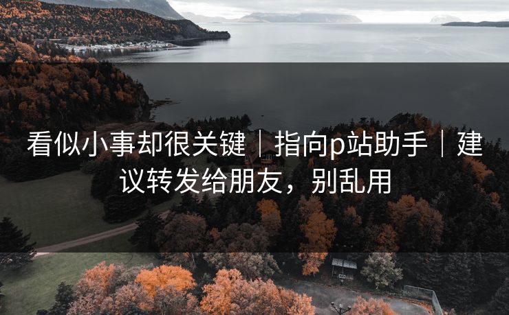 看似小事却很关键｜指向p站助手｜建议转发给朋友，别乱用