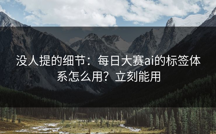 没人提的细节：每日大赛ai的标签体系怎么用？立刻能用