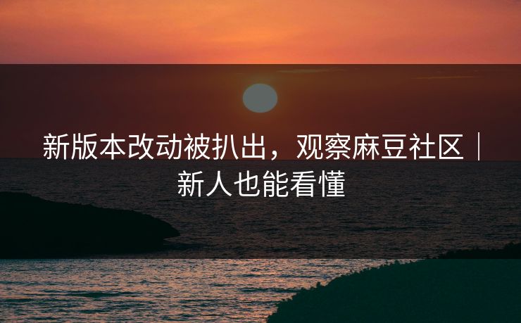 新版本改动被扒出，观察麻豆社区｜新人也能看懂