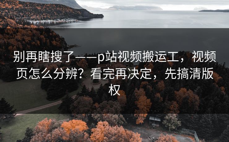 别再瞎搜了——p站视频搬运工，视频页怎么分辨？看完再决定，先搞清版权