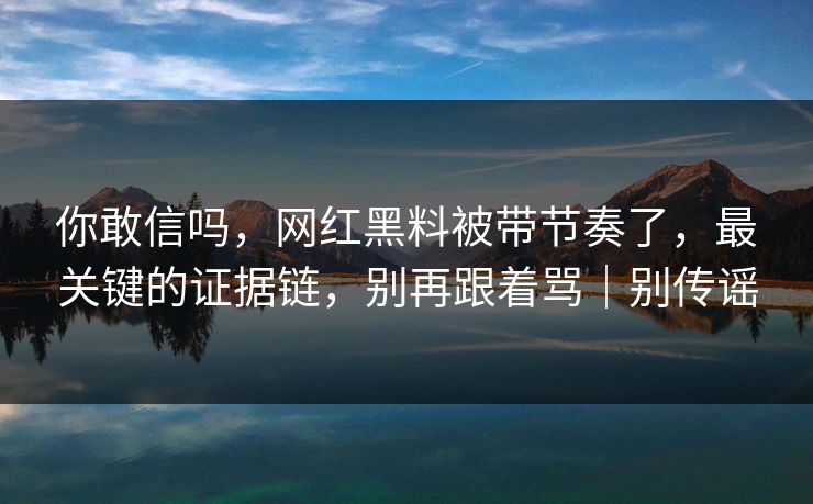 你敢信吗，网红黑料被带节奏了，最关键的证据链，别再跟着骂｜别传谣