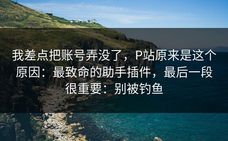 我差点把账号弄没了，P站原来是这个原因：最致命的助手插件，最后一段很重要：别被钓鱼
