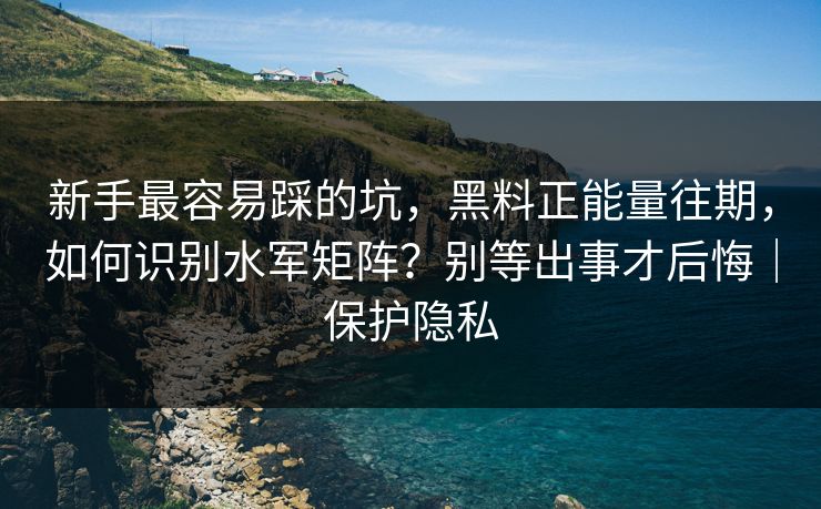 新手最容易踩的坑,黑料正能量往期,如何识别水军矩阵?别等出事才后悔|保护隐私