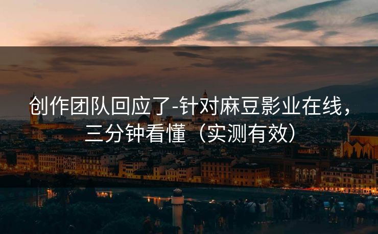 创作团队回应了-针对麻豆影业在线，三分钟看懂（实测有效）