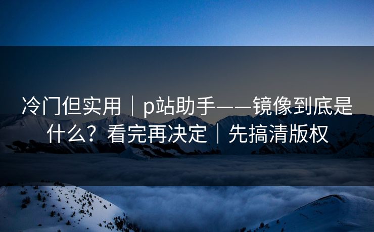 冷门但实用|p站助手——镜像到底是什么?看完再决定|先搞清版权